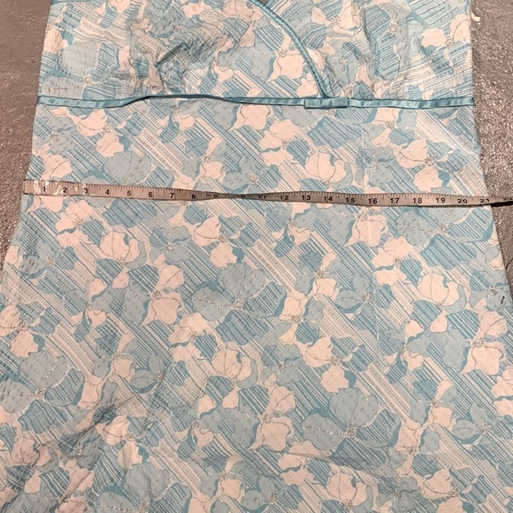 studio 1940 Retro Feminin Floral Blue White Silver A-Line Midi Dress size L/XL - Picture 10 of 11